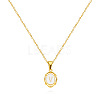 304 Stainless Steel Enamel White Oval with Letter Pendant Necklaces for Men Women FS-WG94BAB-22-1