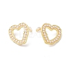 Plastic Imitation Pearl Beaded Hollow Out Heart Stud Earrings EJEW-F306-02G-1