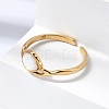 304 Stainless Steel & Natural Shell Cuff Rings for Women RJEW-G372-01G-08-3