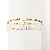 3Pcs 3 Style Natural White Jade & Synthetic Turquoise(Dyed) & Hematite Beaded Stretch Bracelets Set BJEW-JB07975-4