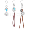 3Pcs Faux Suede Cord & Alloy Keychains HJEW-BC00123-1