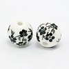 Handmade Printed Flower Porcelain Beads PORC-Q201-6-12mm-5-2