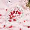 150Pcs 6 Styles Round & Heart Silicone Beads SIL-PA0001-37-4