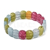 Dyed Natural White Jade Beaded Stretch Bracelets for Unisex G-K303-01K-04-4