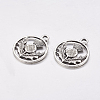 Tibetan Style Alloy Flat Round with Flower Scotland Thistle Pendants X-TIBEP-24054-AS-FF-2