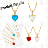 ANATTASOUL 4Pcs 4 Colors Cubic Zirconia Heart Pendant Necklaces Set with Golden Brass Box Chains NJEW-AN0001-78-3