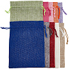 10Pcs 10 Colors Rectangle Burlap Packing Pouches ABAG-SP0001-50-1