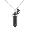 2Pcs 2 Style Natural Black Obsidian & White Jade Bullet Pendant Necklaces Set NJEW-TA00095-02-3