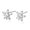 Brass Pave Cubic Zirconia Stud Earring Findings CU-CBAE189-04P-1