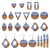 Beadthoven 20Pcs 10 Styles Opaque Resin & Walnut Wood Pendants RESI-BT0001-33-1