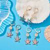Starfish Synthetic Crackle Quartz Hoop Earrings EJEW-JE05351-4