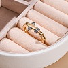 Brass Micro Pave Clear Cubic Zirconia Cuff Finger Rings for Women RJEW-C116-02G-1