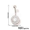 Chic Flat Round Brass Full Crystal Rhinestone Curved Barbell Belly Button Rings with Shiny Delicate Design YW9589-4-1