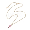 Brass Glass Cross Pendant 304 Stainless Steel Cable Chain Necklaces for Women NJEW-JN05545-4