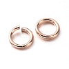 Eco-Friendly PVD Vacuum Plating & Long-Lasting Plated Brass Open Jump Rings X-KK-E663-6mm-RG-2