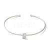 Rack Plating Brass Micro Pave Clear Cubic Zirconia Letter Open Cuff Bangles BJEW-A018-01P-B-2