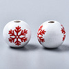 Painted Natural Wood European Beads WOOD-S057-039B-3