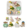 7Pcs 7 Style Dinosaur & Cat & Tortoise & Frog & Mushroom Enamel Pin JEWB-SZ0001-30-1