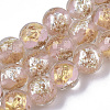 Handmade Gold Sand Lampwork Bead Strands X1-FOIL-T003-01G-1