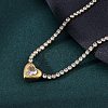 304 Stainless Steel Clear Cubic Zirconia Heart Pendant Necklaces for Women NJEW-Z044-15G-02-3