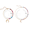 Brass Charm Bracelet & Pendant Necklace Sets SJEW-SZ0001-008G-2