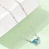 Brass Pave Cubic Zirconia Rectangle and Heart Pendant Cable Chain Necklaces KK-CBAB173-04P-10-2