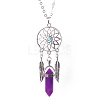 Platinum Aolly Web with Feather Shape Alloy Pendant Necklace PW-WG42683-03-1