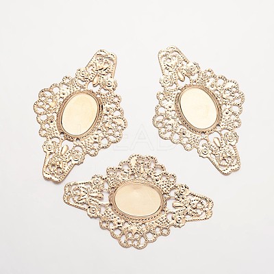 Filigree Flower Iron Cabochon Connector Settings IFIN-O010-15-1