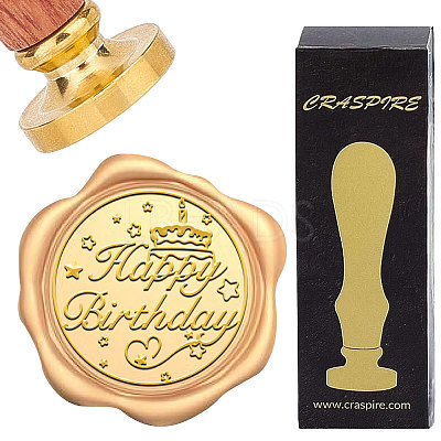 Brass Wax Seal Stamp with Wood Handle AJEW-WH0412-0262-1