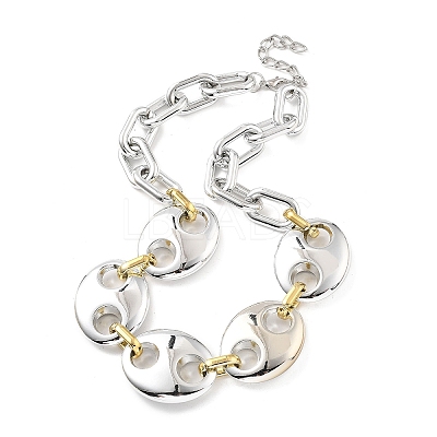Acrylic Chunky Coffee Bean Link Chain Necklaces NJEW-D313-01A-1