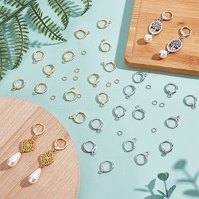 24 Pairs 2 Colors Brass Huggie Hoop Earring Findings DIY-CN0002-06-1
