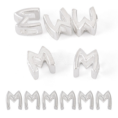6Pcs 925 Sterling Silver Hollow Initial Beads STER-TA0001-53M-1