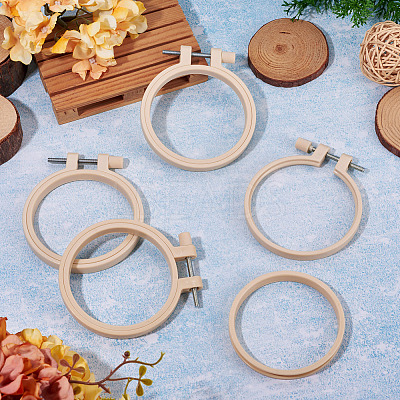 Plastic Imitation Bamboo Cross Stitch Embroidery Hoops TOOL-TADJ0001-03A-1