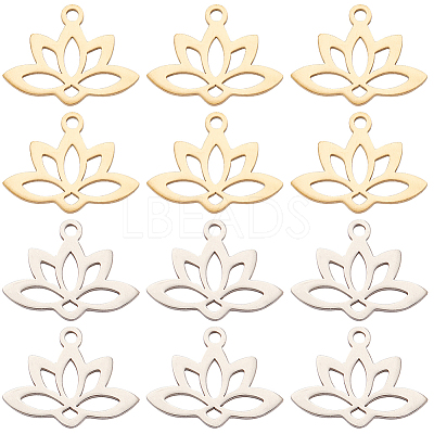 24Pcs 2 Colors 201 Stainless Steel Pendants STAS-SC0005-73-1