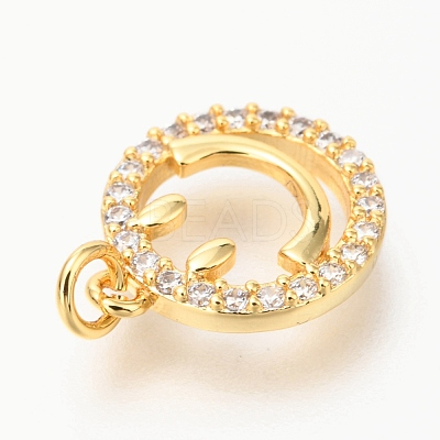 Brass Micro Pave Clear Cubic Zirconia Charms ZIRC-O036-31G-1