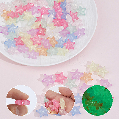 100Pcs Luminous Transparent Acrylic Beads OACR-PA0002-04-1