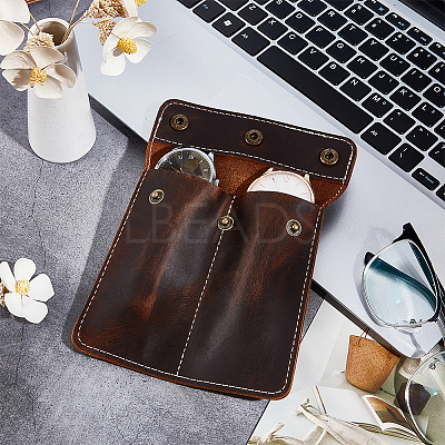 Square Portable Leather Single Watch Pouch Storage Bags ABAG-WH0047-09-1