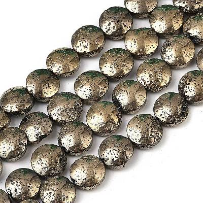 Electroplated Natural Lava Rock Beads Strands G-K388-01I-1