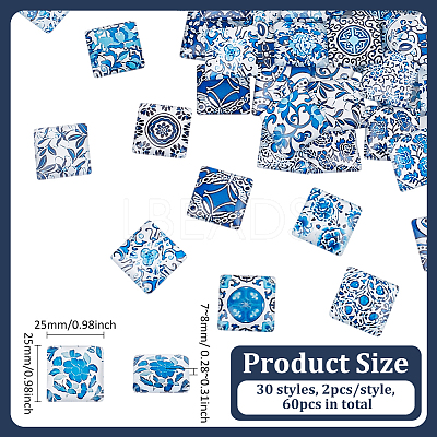 1Set Glass Cabochons GGLA-PH0001-65C-1