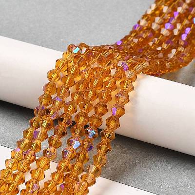 Transparent Electroplate Glass Beads Strands GLAA-F029-4mm-D28-1