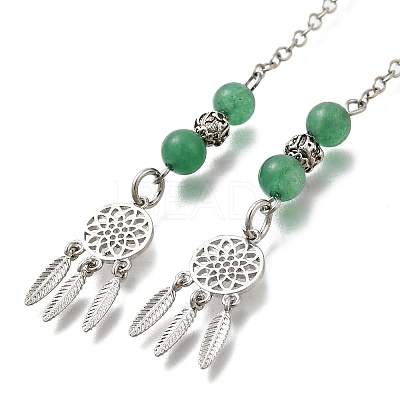 Round Natural Green Aventurine Dowsing Pendulums G-M447-07P-09-1