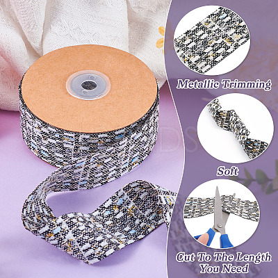 10 Yards Polyester Ribbon with Metallic Trimming OCOR-TAC0034-01-1