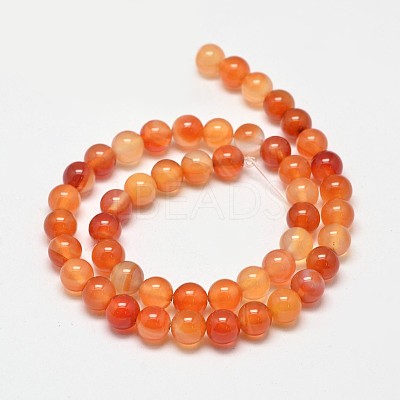 Round Natural Red Agate Bead Strands X-G-M257-8mm-26-1