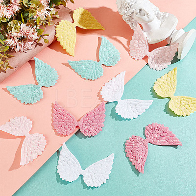 AHADEMAKER 50Pcs 5 Colors Cloth Embossed Wing Ornament Accessories FIND-GA0002-54-1
