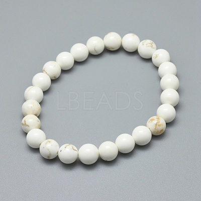Natural Magnesite Bead Stretch Bracelets BJEW-K212-C-008-1