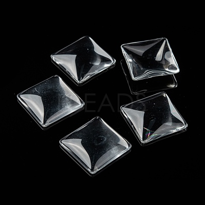 Transparent Glass Square Cabochons X-GGLA-A001-25mm-1