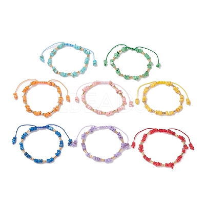 8Pcs Natural Freshwater Shell Braided Bead Bracelets BJEW-MZ00235-1