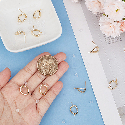 5 Pairs Brass Stud Earring Findings KK-BC0011-59-1