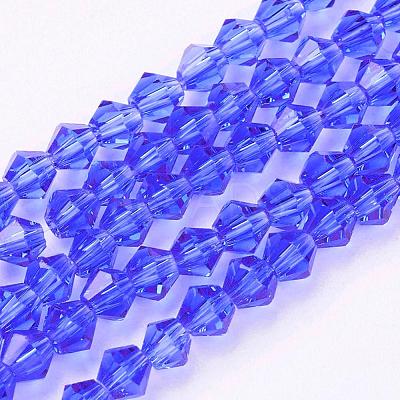 Faceted Bicone Blue Glass Beads Strands X-GLAA-S026-02-1