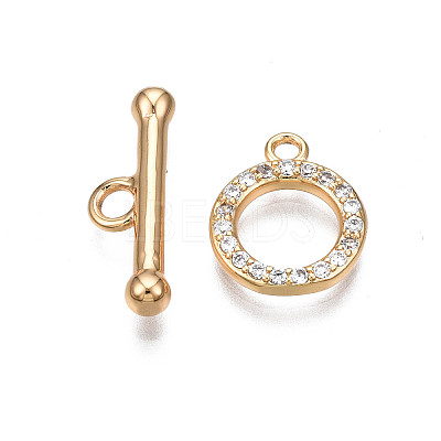 Brass Micro Pave Clear Cubic Zirconia Toggle Clasps KK-Q278-014-NF-1